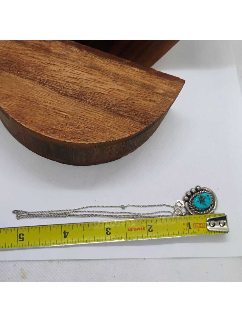 Navajo Signed Sterling Silver Rough Turquoise w/Silver Matrix Pendant on Chain - Picture 7 of 8